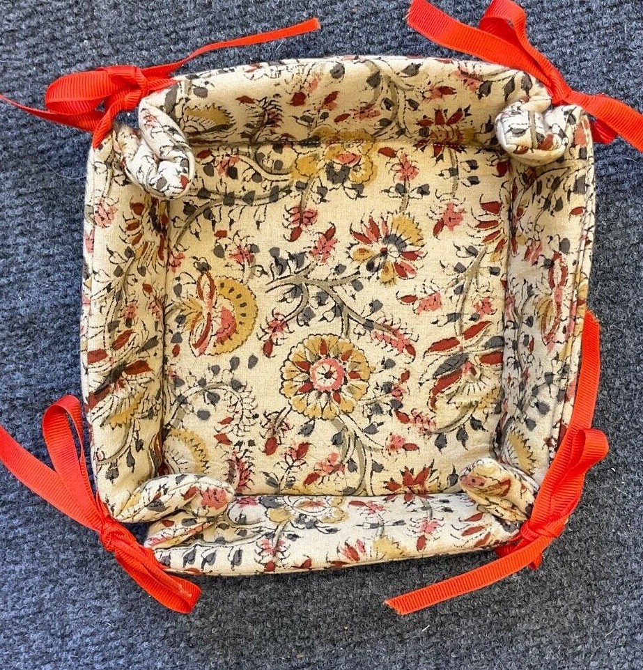 HANDMADE FALL CLOTH BASKET-- BOTTOM - 5 1/2"D - 2" SIDES