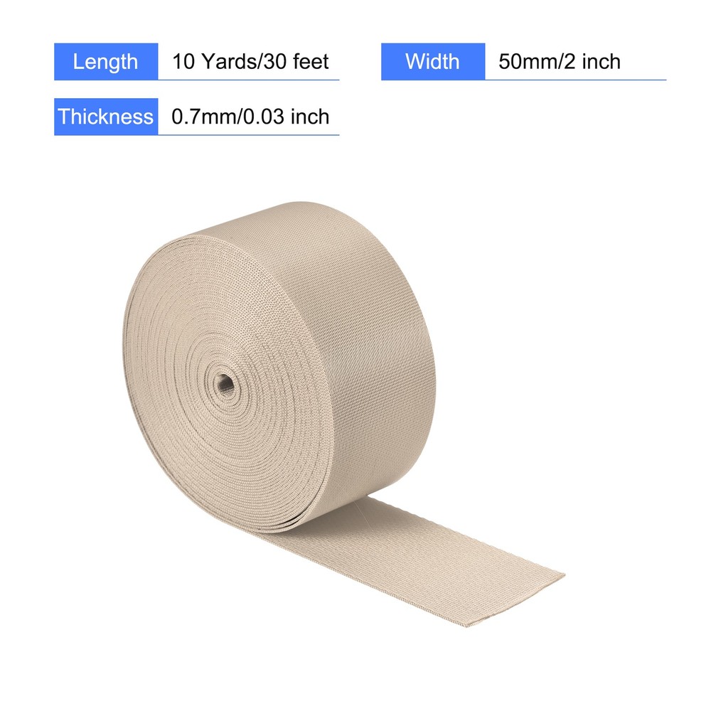 Flat Nylon Webbing Strap 2 Inch 10 Yards Champagne for Backpack, Luggage-rack