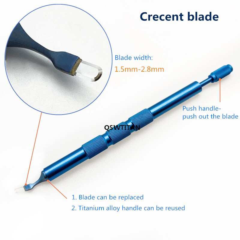 Ophthalmic surgery Blade Crescent Blade with Handle 1set Keratome blade Sapphire