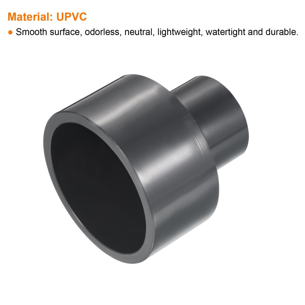 3"x1-1/2" SCH80 UPVC Reducer Pipe Fitting Straight Coupling Connector, Grey