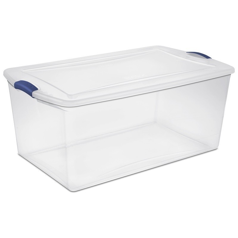 Clear Plastic Storage Bin W/ Latching Lid Stackable Container Organizing Home US