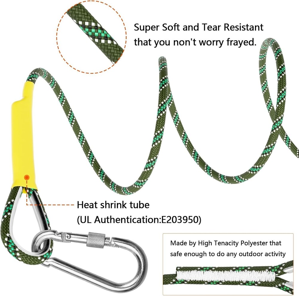 Dynamic Polyester Climbing Rope: 3300 lbs Strength - Ideal for All Adventures