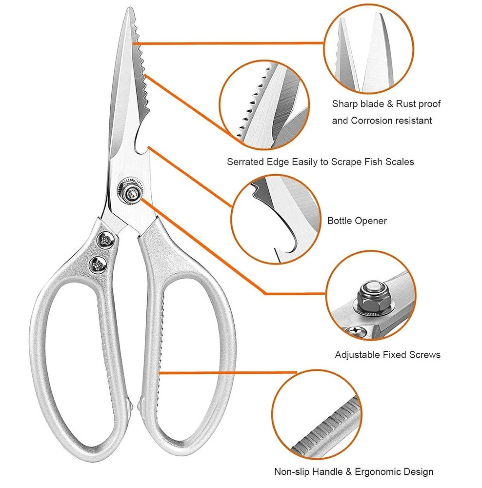 Stainless Steel Multipurpose Kitchen Shears Heavy Duty Utility Kitchen Scissors