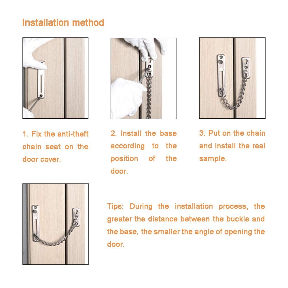 Anti-Theft Lock Security Chain Door Guard Reinforced Solid Latch Clasp...