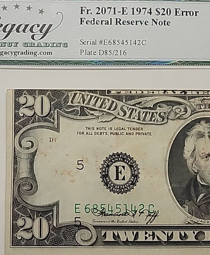 MISALIGNED PRINTING ERROR 1974 20$  LEGACY40 5142C