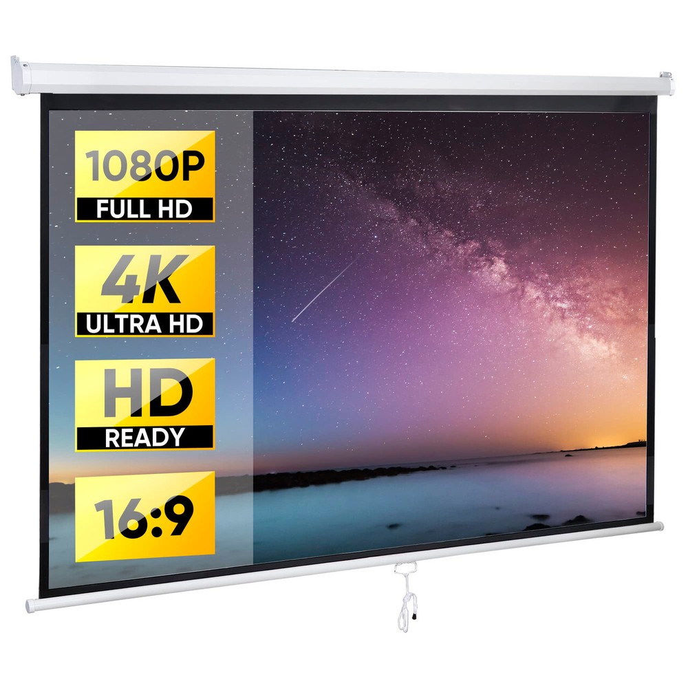 Projector Screen Pull Down 80 Inch 16:9 HD Projection Screen