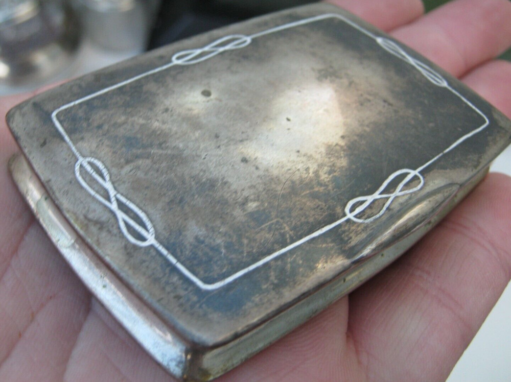 Antique Continental Silver & Enamel Case / Box Unusual Design