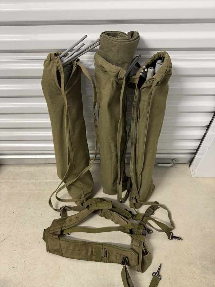 3 Set Texsport Folding Camp Cot – Canvas Military Style Sleeping Cot (Green)