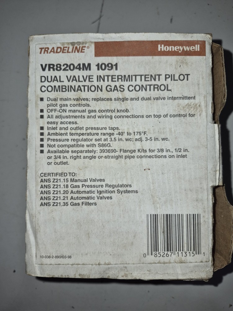 Honeywell VR8204M 1091 Gas valve