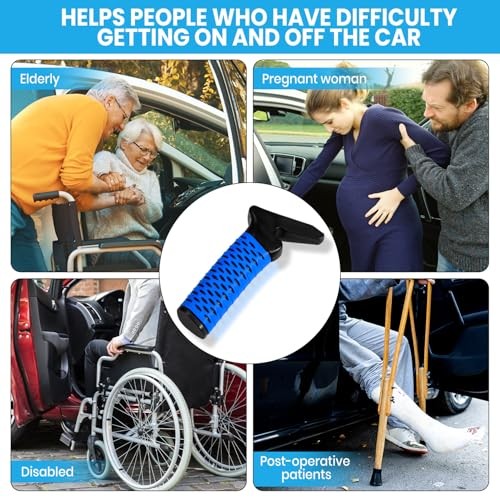 Car Door Handle for Elderly, Car Handle Assist Support, 1 Pack with Strap Blue