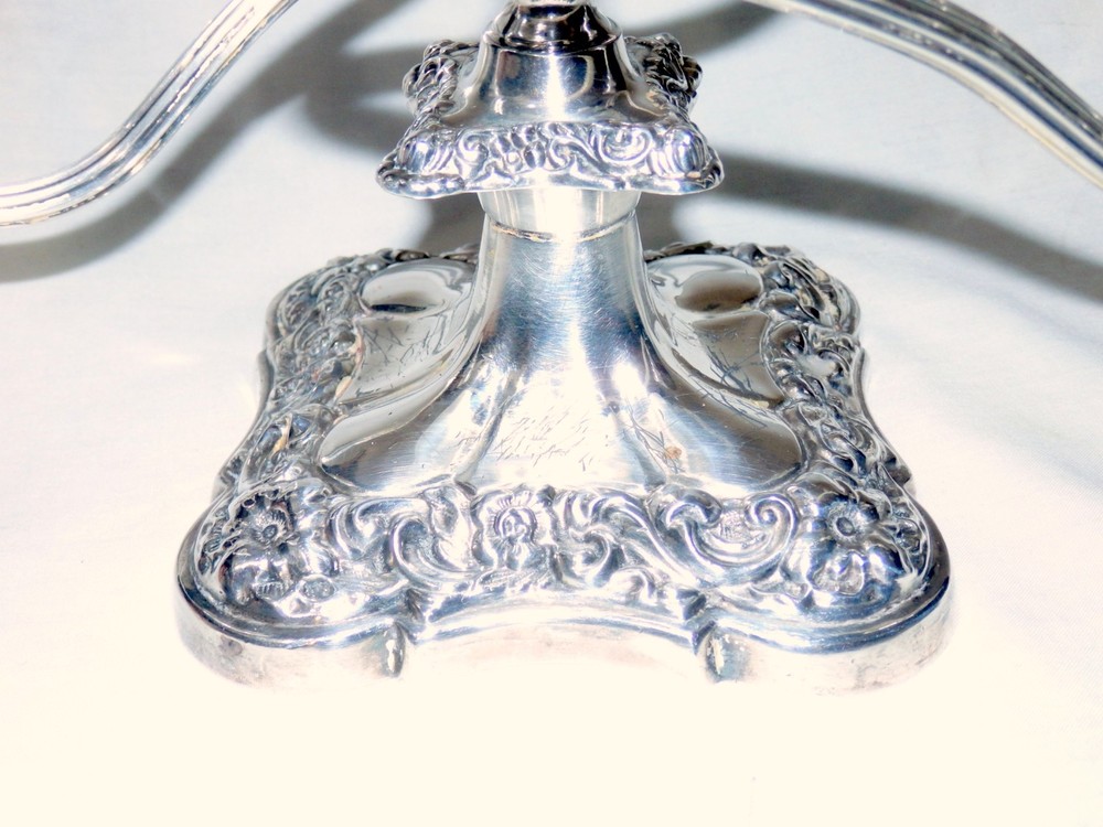 Three (3) Arm Silver Plate Candelabra - Very Nice!