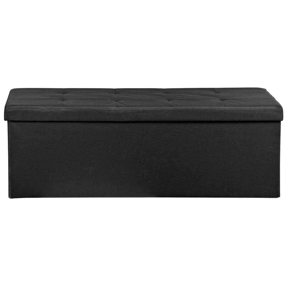 43" Folding Storage Ottoman Bench Footrest Storage Stools Home Decor Black