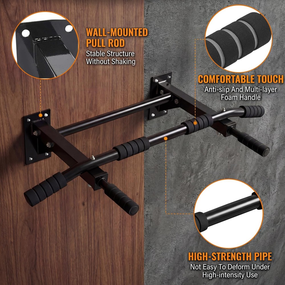 Pull Up Bar Wall Mounted - Multifunctional Wall Mounted Pull Up Bar for Home ...