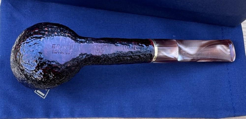 Savinelli Roma Lucite Rusticated Billiard (114 KS) 6mm Filter Pipe - New
