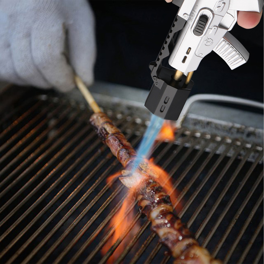 2 Pack Refillable Butane Torch Lighter Adjustable Frame Gun Lighter for Cooking