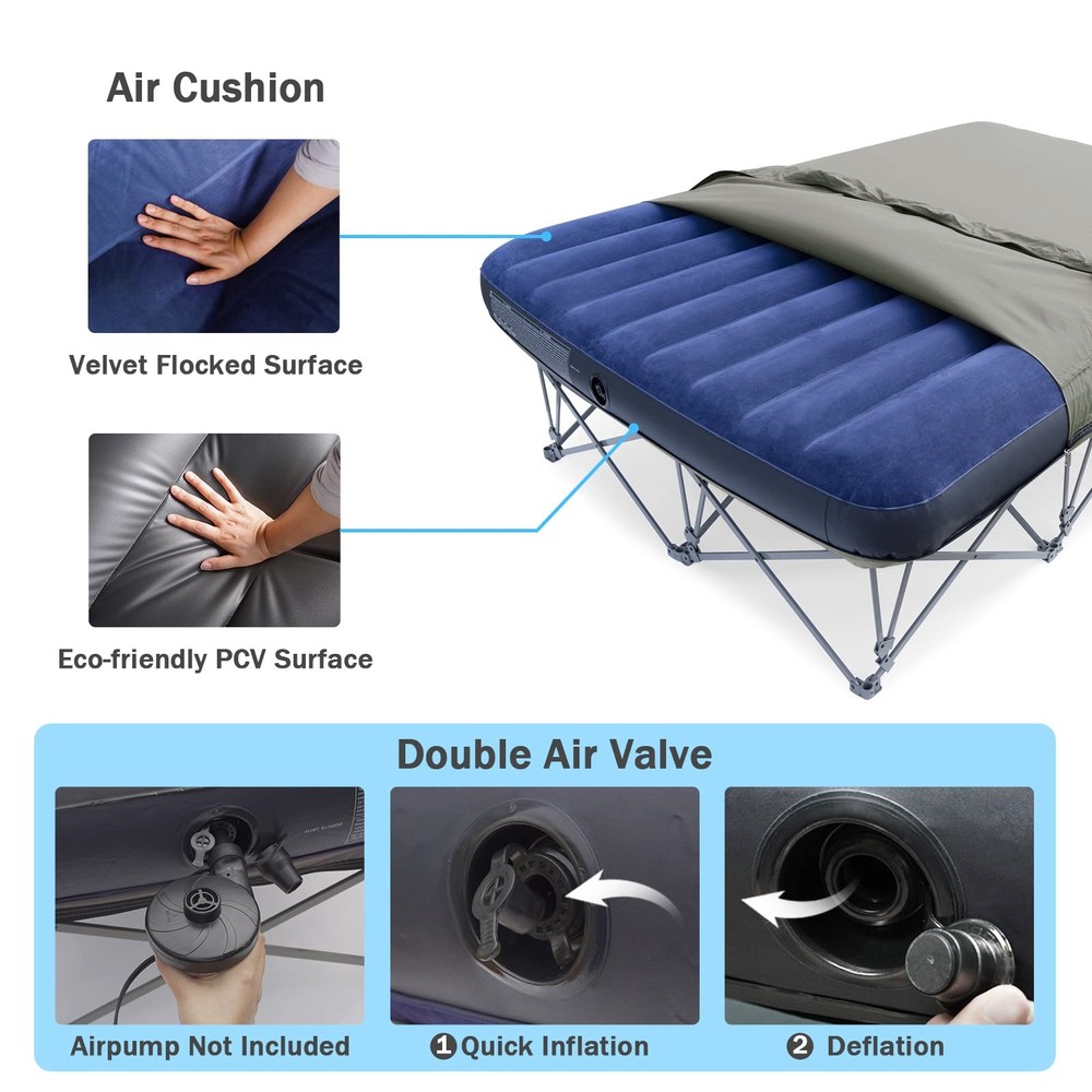 Camping Cot,Camping Cots for Adults,Folding Camping Cot with Inflatable Air M...