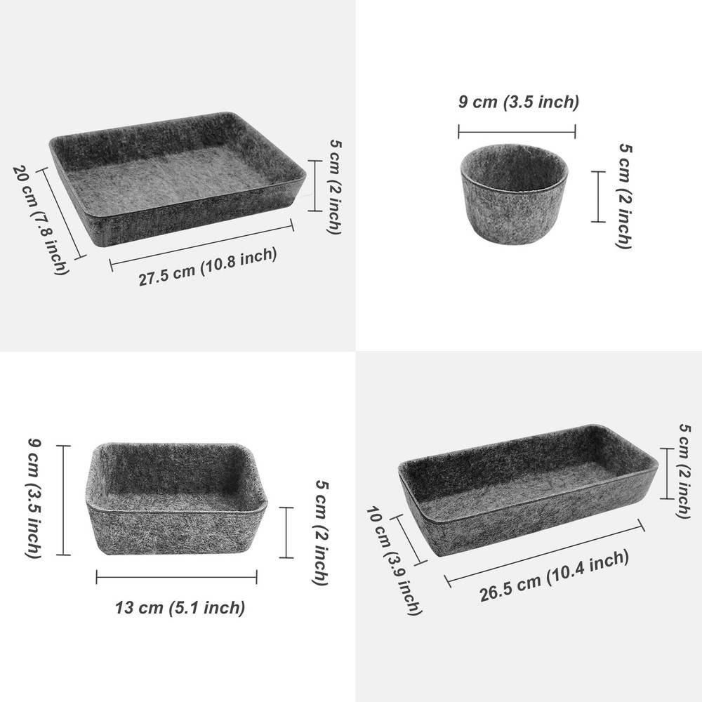 8pcs Drawer Organizers, Separators, Storage ,Felt Storage Bins Inserts Tool C...