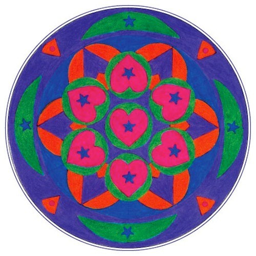 Mandala Greeting card, Heart Centered version, Round in Square Envelope