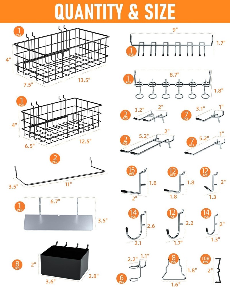 238PCS Pegboard Accessories Organizer Kit Peg Board Hooks Assortment W/ Peg Bins
