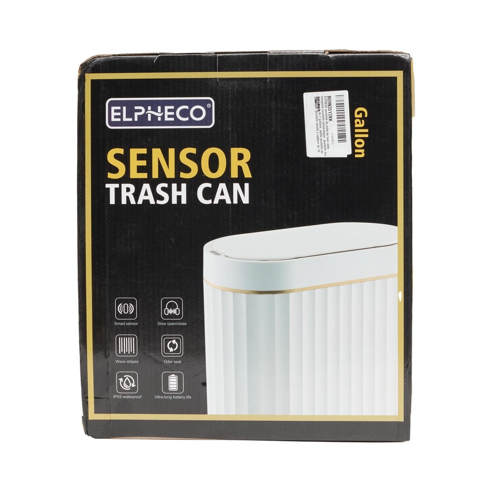 ELPHECO Automatic Motion Sensor Trash Can - 2 Gallon Slimline for Bathroom, B...