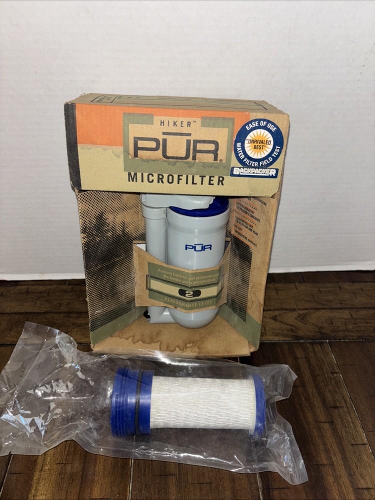NEW PUR Hiker Microfilter Water Filter Performance Level 2 + Extra Filter Read