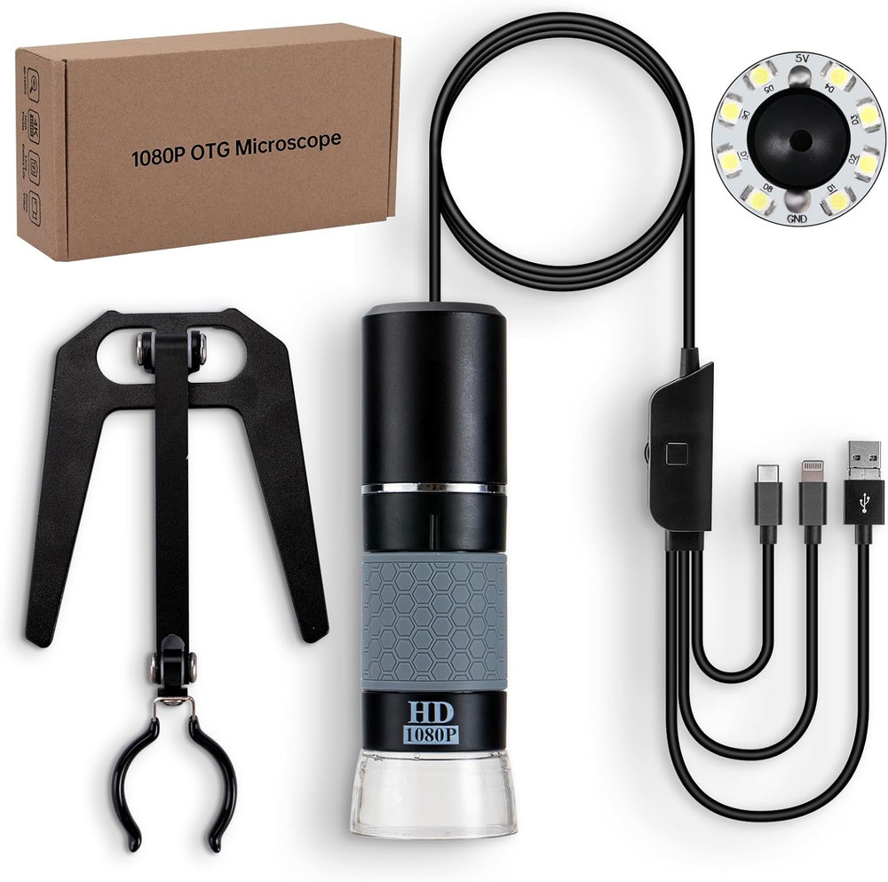 USB Microscope Compatible with Iphone Android Phone Tablet and Windows Mac PC, H