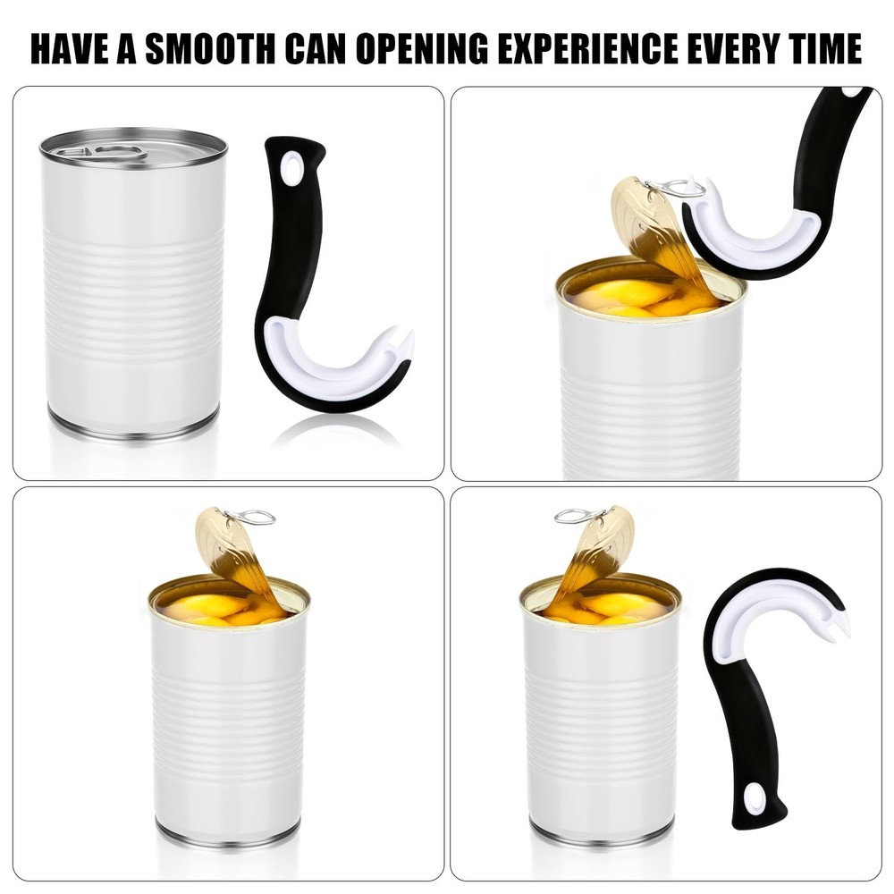 2pcs Easy Open Ring Pull Can Opener, Hook Opener for Pop S, white, black