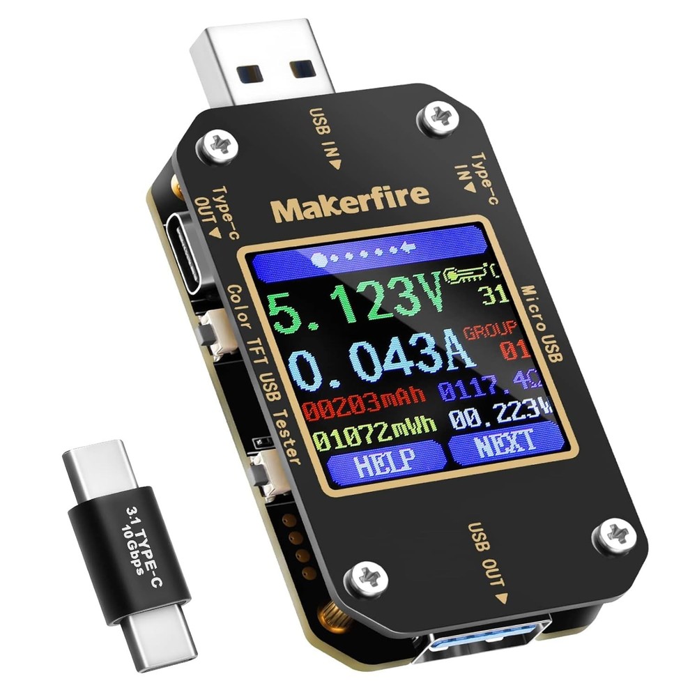 Advanced USB Multimeter: 360° Rotating LCD, Temperature Alerts, Compact Design