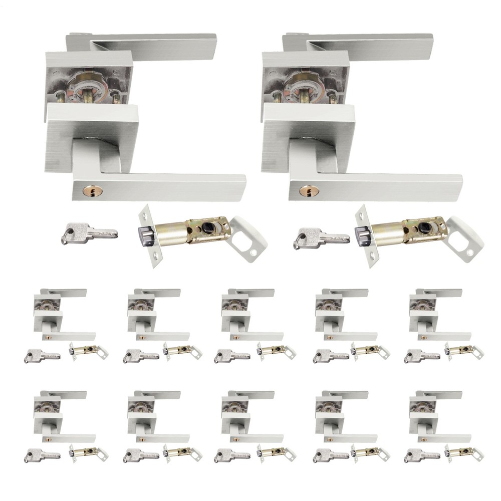 Silver Door Lever Privacy Passage Dummy Handle Interior Square Knobs 12 pack