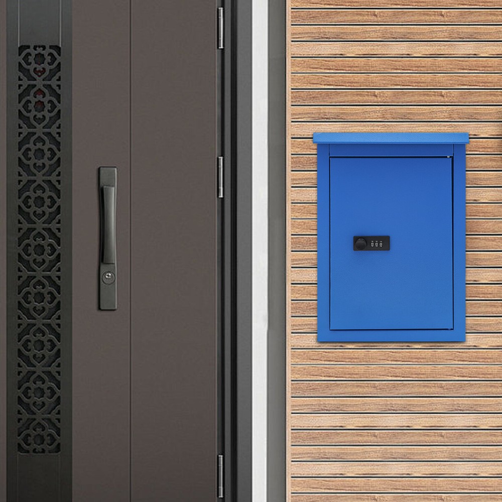 Modern Outdoor Waterproof Wall-mount Mailbox Blue Mailbox With Password Lock