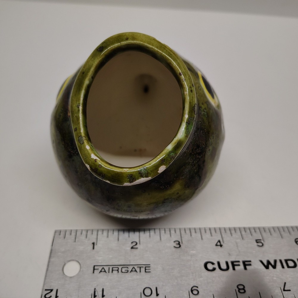 Fish Pottery Planter Green Sponge Holder Vase Rustic Decor Vintage