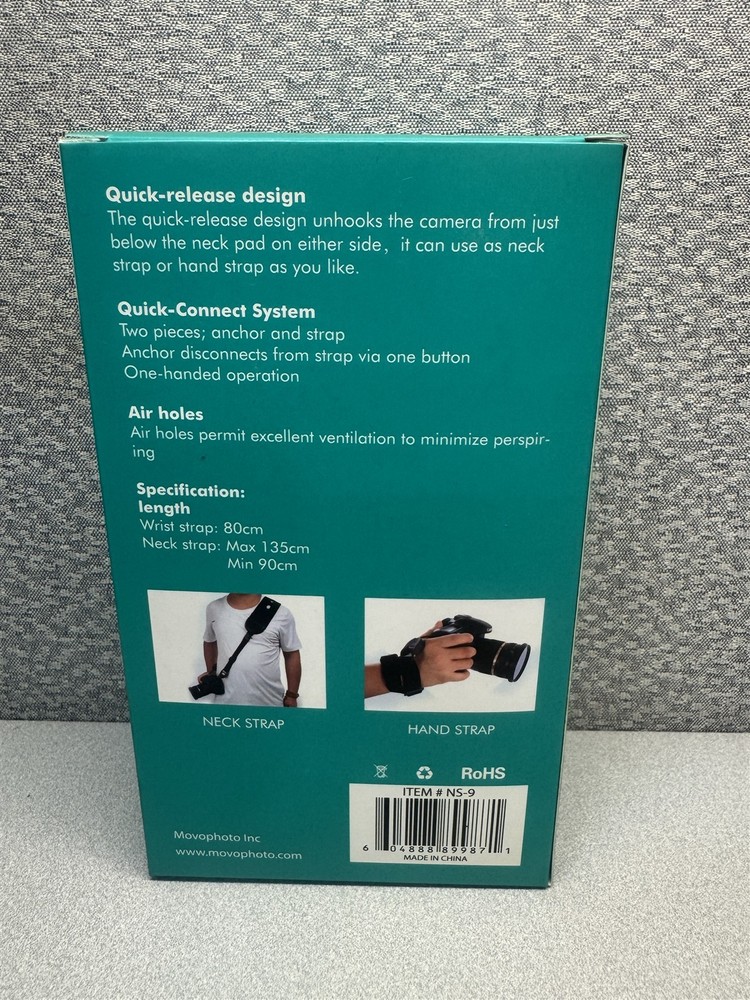 MOVO (NS-9) Shock-Absorbing Camera Neck/Wrist Sling Strap Combo, Quantity 1