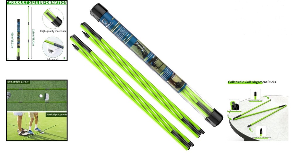 Golf Alignment Sticks 2 Sets 48 Inch Practice Rods Portable Training Aids