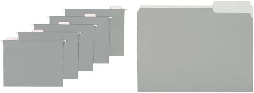 Amazon Basics Hanging File Folders, Letter Size, Gray, 25-Pack & File Folders, L