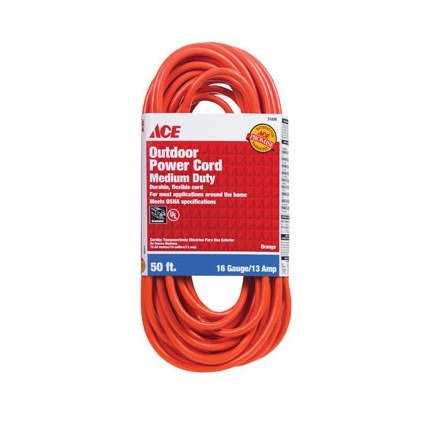 Extension Cord, 16/3, Orange, 50-Ft.
