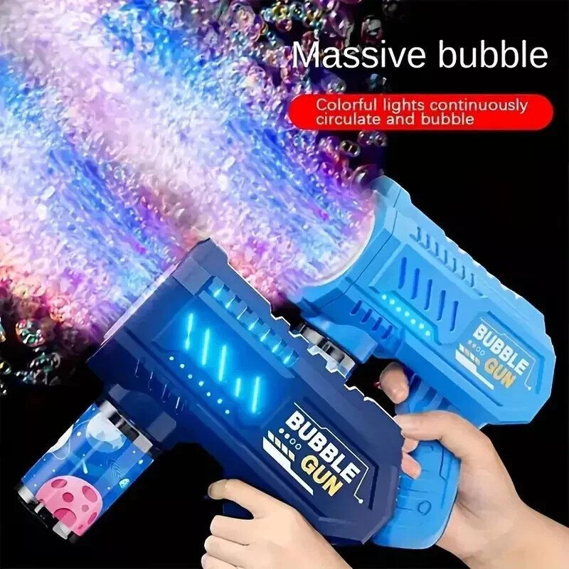Fully Automatic Space Bubble Machine Gun Rocket 10 Hole Bubble Maker Toys PINK
