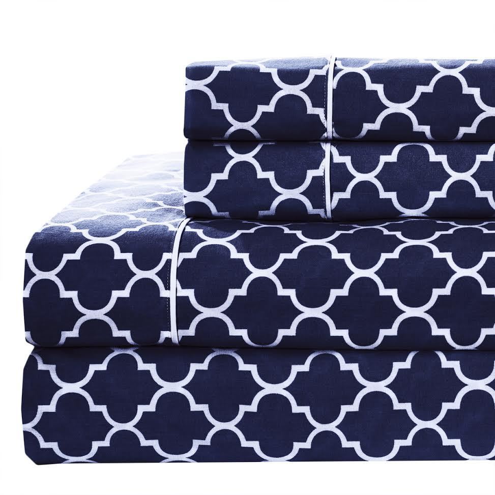 King Size 4PC Printed Meridian 100% Cotton Percale Weave 250TC Sheets Sets