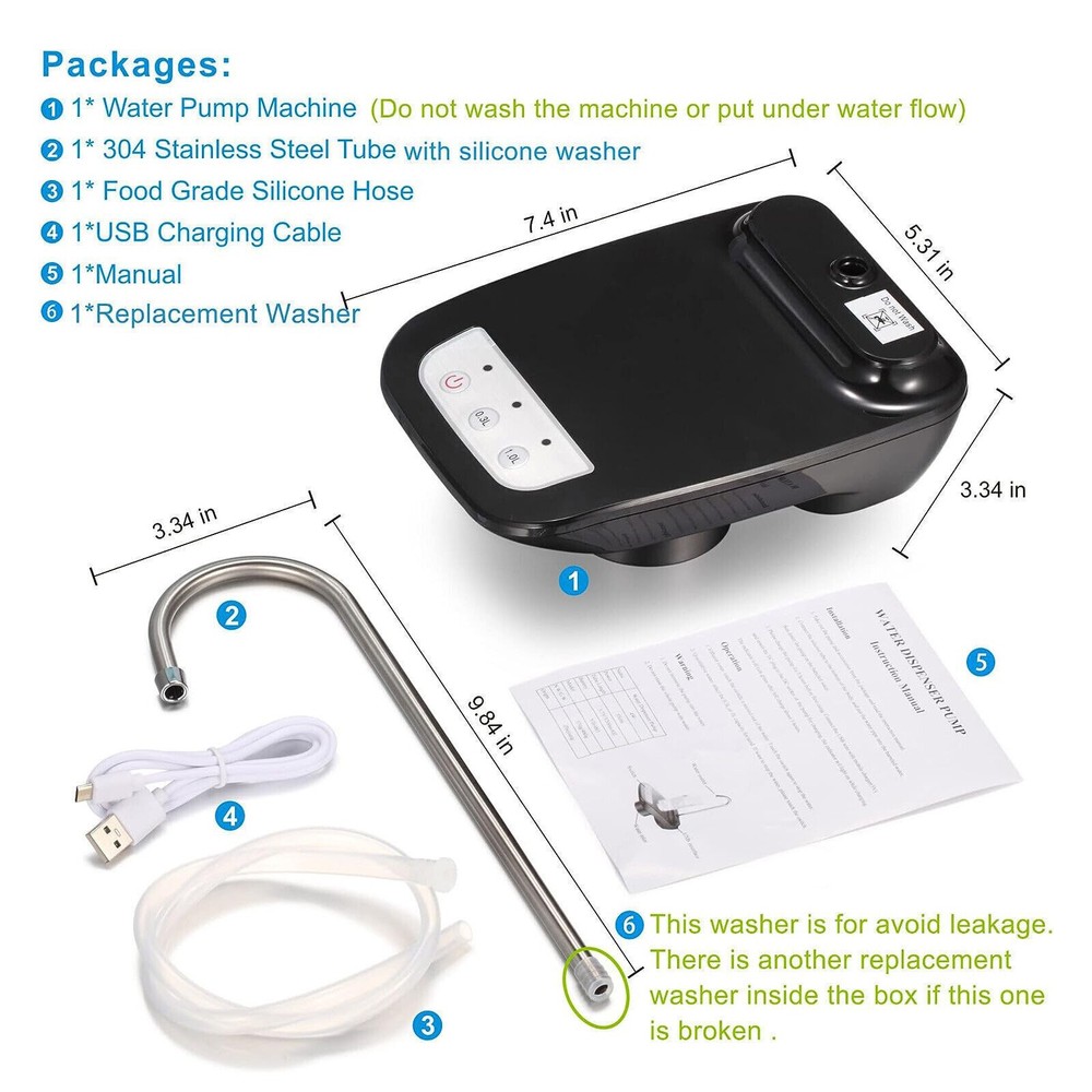 USB 5 Gallon Water Bottle Switch Pump Electric Automatic Universal Dispenser