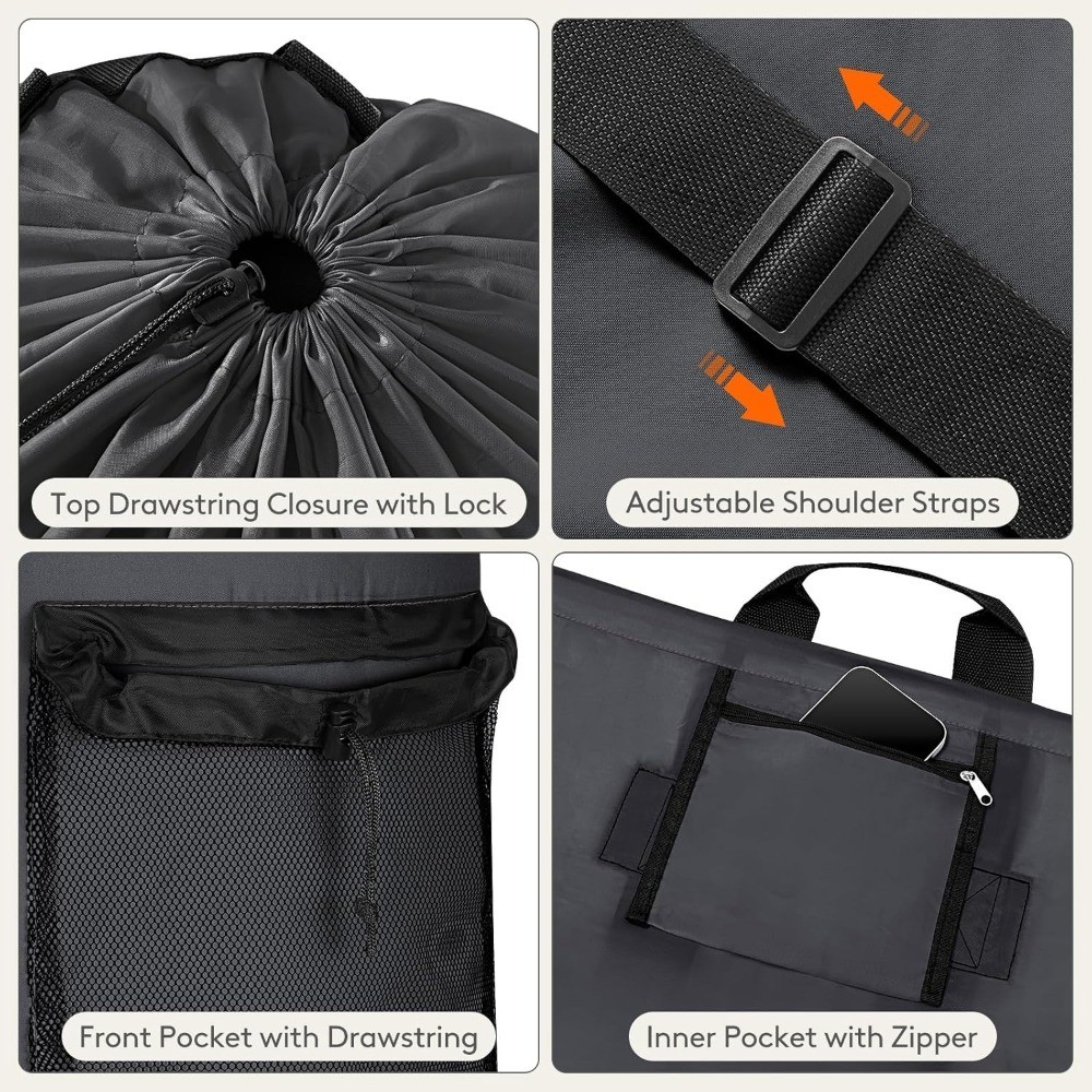 Extra Large Laundry Backpack with Shoulder Straps and Mesh Pocket Heavy Duty