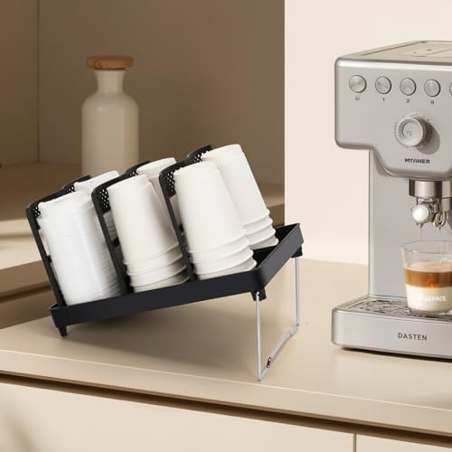 Plastic Coffee Cup Holder Organizer with 6 Compartments for 5-22oz Cups - Ideal