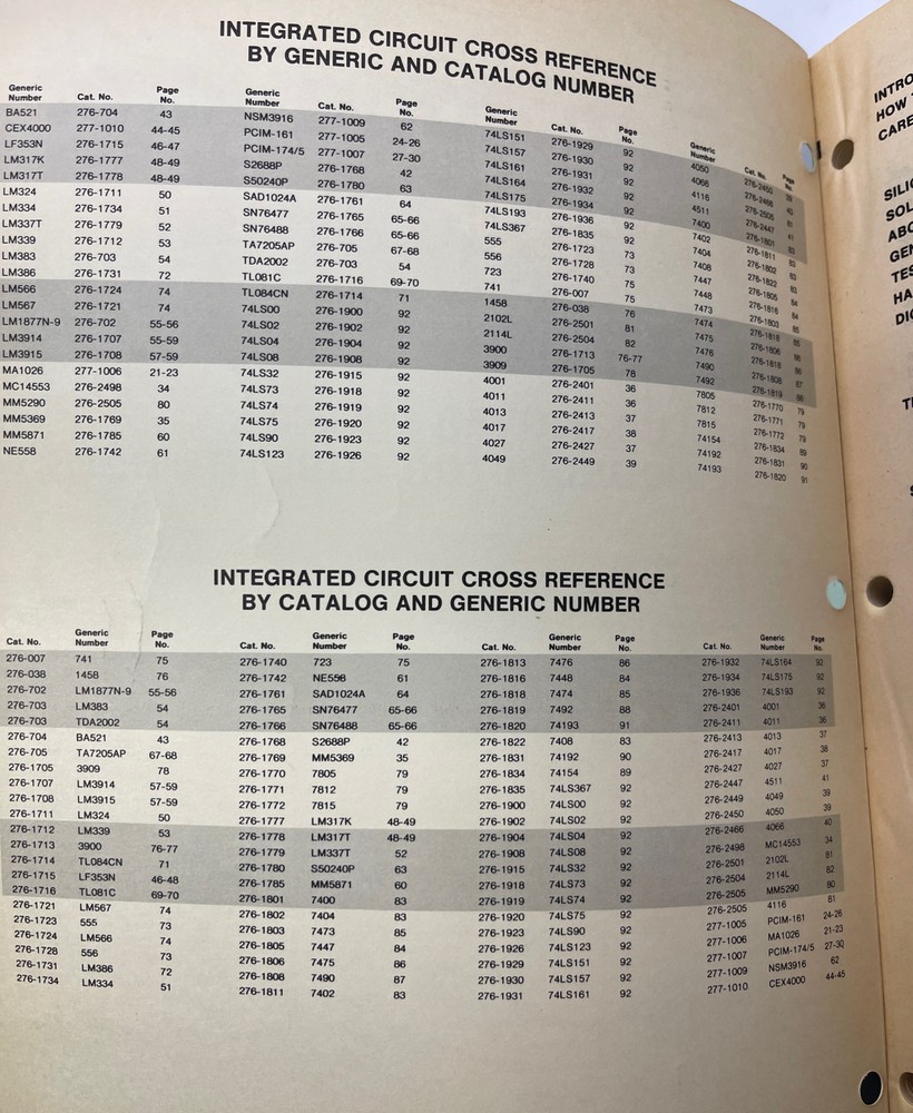 Archer Semiconductor Replacement Guide Book 276-4004 1981