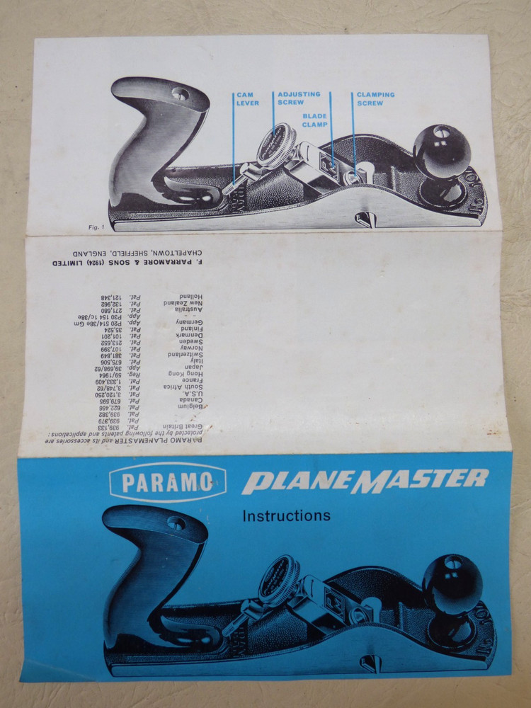 PARAMO PLANE MASTER Smoothing Plane - Made in England