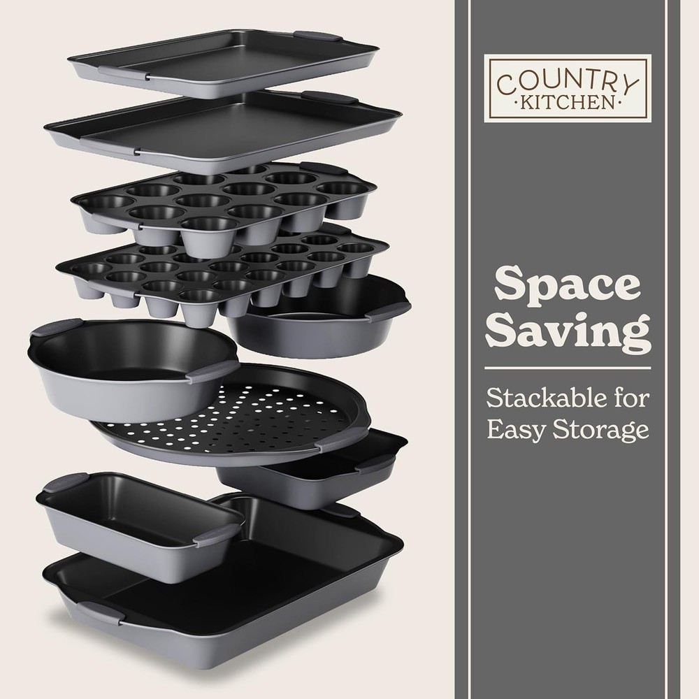 10 Pc Nonstick Stackable Bakeware Set Heavy Duty Baking Pans