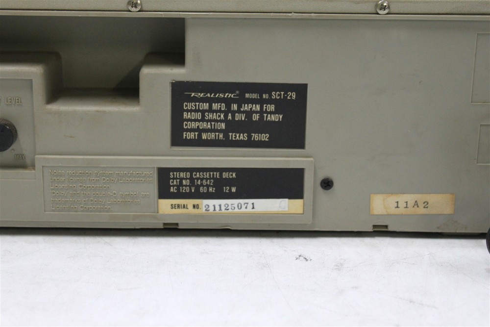 Realistic SCT-29 Stereo Cassette Deck Tested Working