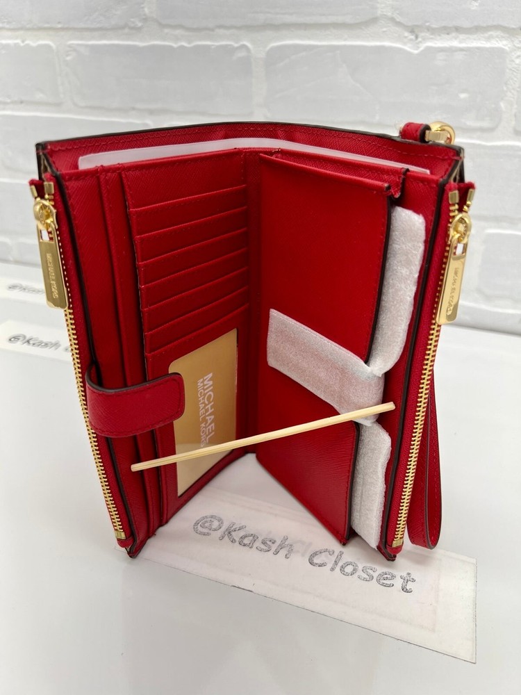 Michael Kors Double Zip Wristlet Wallet Bright Red