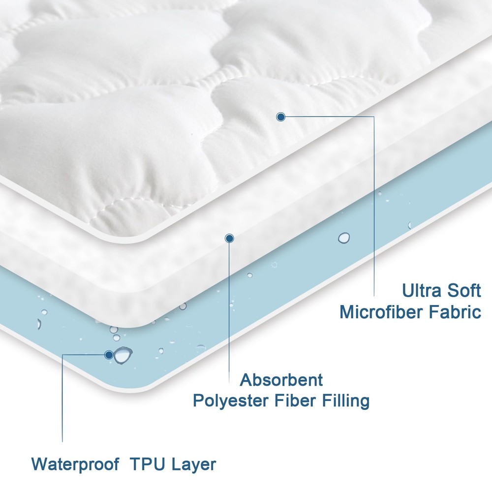 Full Size Mattress Protector Pad Waterproof Quilted, Breathable & Cooling Ful...