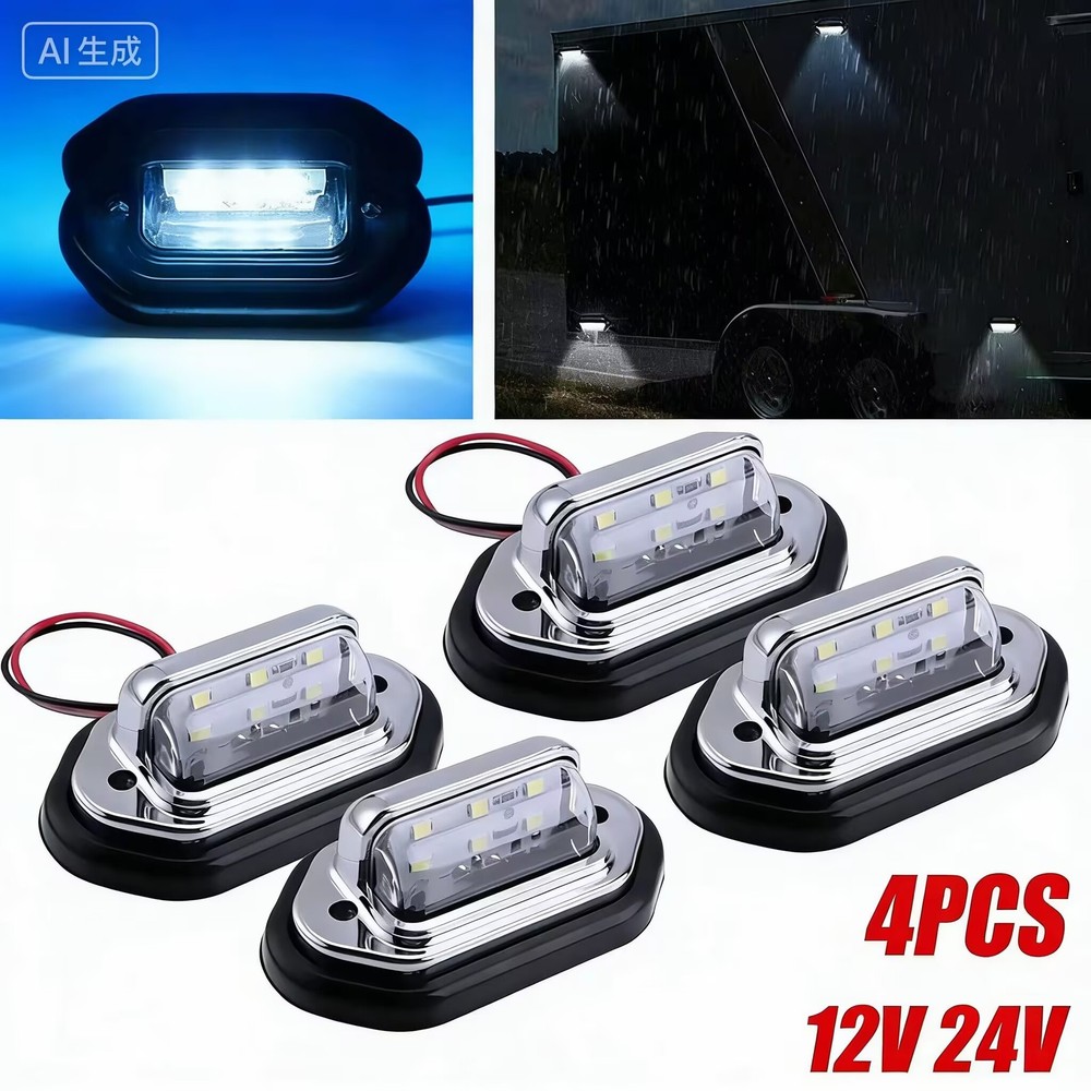 4x Universal LED License Plate Tag Light Lamp White For Truck SUV Trailer Van RV