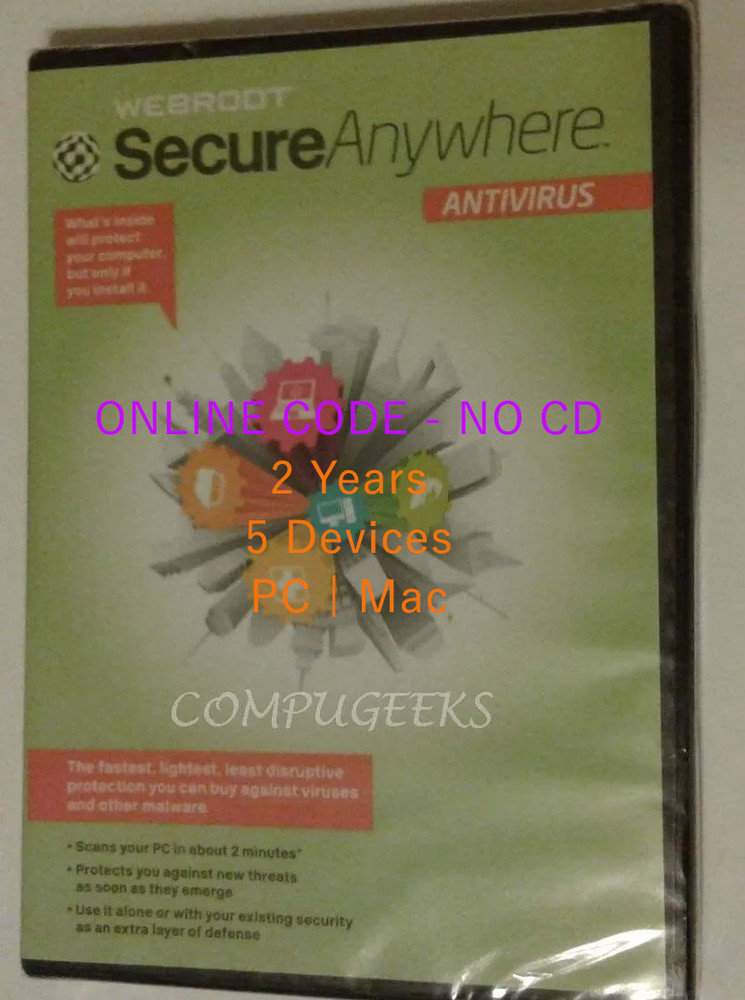 Webroot Antivirus 2025 Key - 2 Yr | 5 Devices – Instant Email Code (no CD)