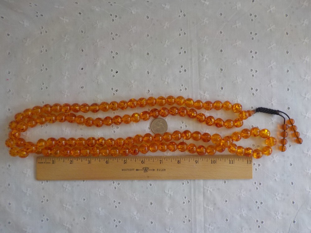 Faux Plastic Amber Bead Long Prayer Beads Confetti