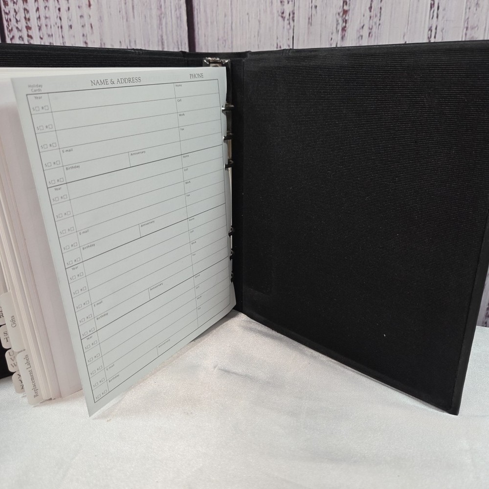 Hallmark Black Leather 6-Ring Address Book